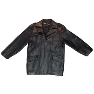 Walter Davoucci New York Men's Large Black Leather Jacket Coat Quilted Lining